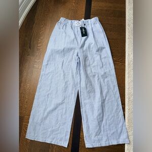 SHEIN Blue White Striped Pants Lounge Summer Light Weight Size Large BRAND NEW